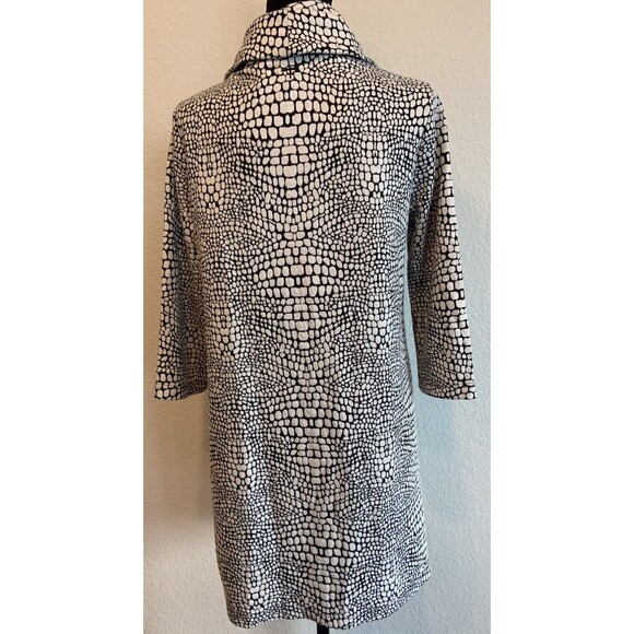 TYLER BOE Sz S Mosaic Print Pleated 3/4 Sleeve Pocket Cowl Neck Sweater Dress - Picture 2 of 8